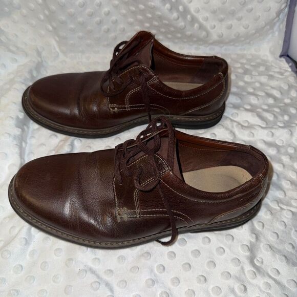 Clarks Collection Men's 10W comfort  Brown Leather Lace Up shoes preppy office - Picture 3 of 4